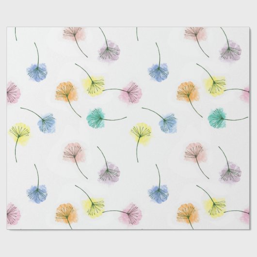 Dansende Dandelions | Waterverf Floral Pattern Cadeaupapier (Vlak)
