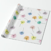 Dansende Dandelions | Waterverf Floral Pattern Cadeaupapier (Uitgerold)