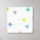 Dansende Dandelions | Waterverf Floral Pattern Canvas Afdruk (Voorkant)