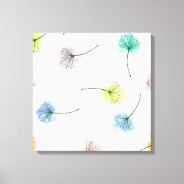 Dansende Dandelions | Waterverf Floral Pattern Canvas Afdruk