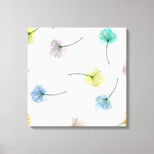 Dansende Dandelions | Waterverf Floral Pattern Canvas Afdruk (Voorkant)