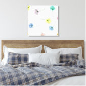Dansende Dandelions | Waterverf Floral Pattern Canvas Afdruk (Insitu (Slaapkamer))