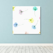 Dansende Dandelions | Waterverf Floral Pattern Canvas Afdruk (Insitu (Houten vloer))