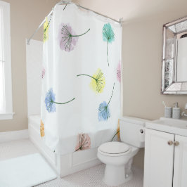 Dansende Dandelions | Waterverf Floral Pattern Douchegordijn