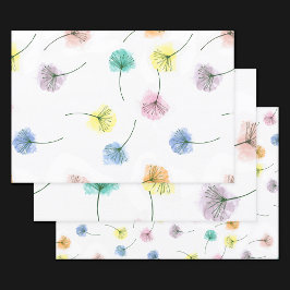Dansende Dandelions | Waterverf Floral Pattern Inpakpapier Vel