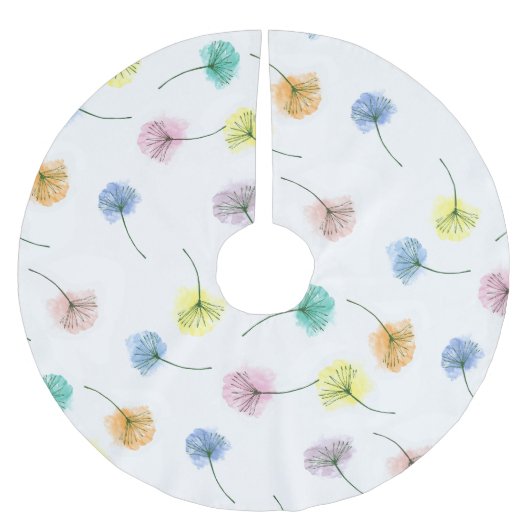 Dansende Dandelions | Waterverf Floral Pattern Kerstboom Rok (Voorkant)