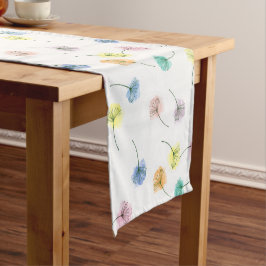 Dansende Dandelions | Waterverf Floral Pattern Korte Tafelloper
