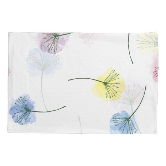 Dansende Dandelions | Waterverf Floral Pattern Kussensloop (Achterkant)