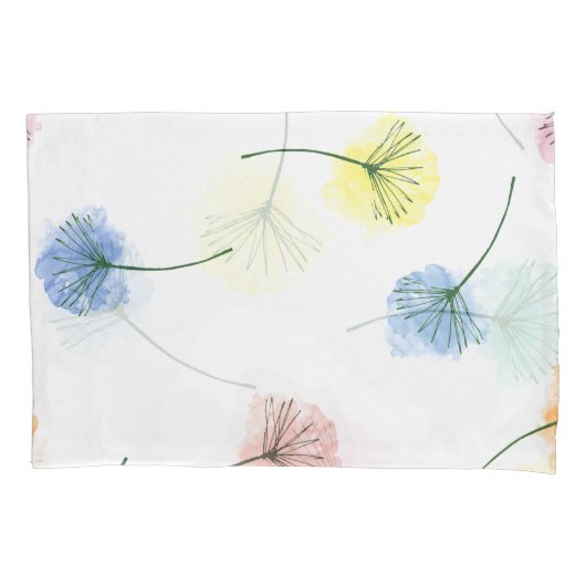 Dansende Dandelions | Waterverf Floral Pattern Kussensloop (Voorkant)