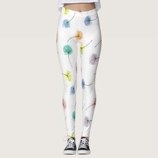 Dansende Dandelions | Waterverf Floral Pattern Leggings (Voorkant)