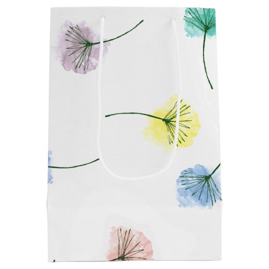 Dansende Dandelions | Waterverf Floral Pattern Medium Cadeauzakje (Achterkant)