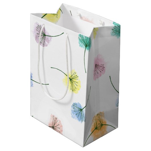 Dansende Dandelions | Waterverf Floral Pattern Medium Cadeauzakje (Achterkant Gekanteld)