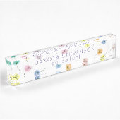 Dansende Dandelions | Waterverf Floral Pattern Naambordje