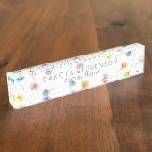 Dansende Dandelions | Waterverf Floral Pattern Naambordje (Zijkant)