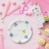Dansende Dandelions | Waterverf Floral Pattern Papieren Bordje (Feest)