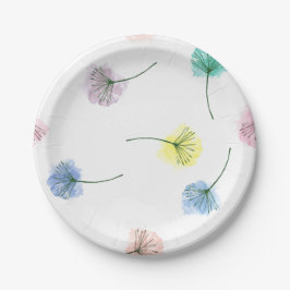 Dansende Dandelions | Waterverf Floral Pattern Papieren Bordje
