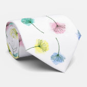 Dansende Dandelions | Waterverf Floral Pattern Stropdas (Opgerold)