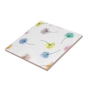 Dansende Dandelions   Waterverf Floral Pattern Tegeltje