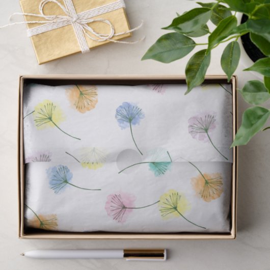 Dansende Dandelions | Waterverf Floral Pattern Tissuepapier (Geschenk)
