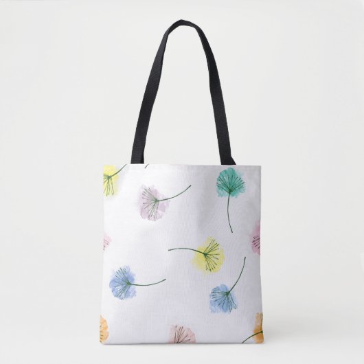 Dansende Dandelions | Waterverf Floral Pattern Tote Bag (Voorkant)