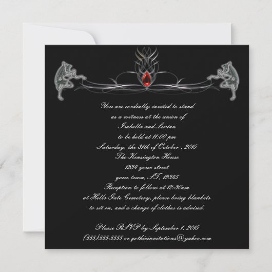 Dansende Demons Jeweled Gothic Wedding Invitations Kaart (Voorkant)