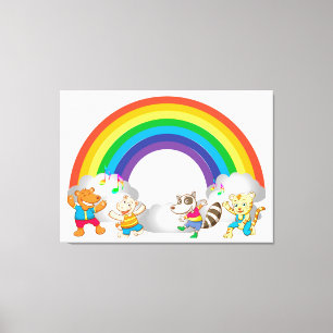 Dansende dieren canvas afdruk