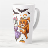 Dansende dieren in Halloween kostuums Latte Mok (Rechterhoek)