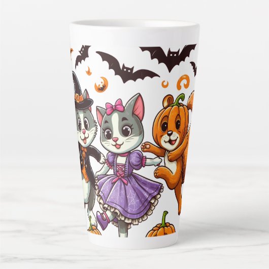 Dansende dieren in Halloween kostuums Latte Mok (Voorkant)