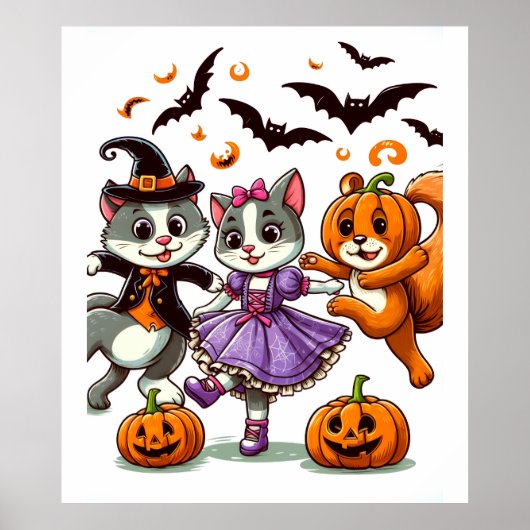 Dansende dieren in Halloween kostuums Poster (Voorkant)