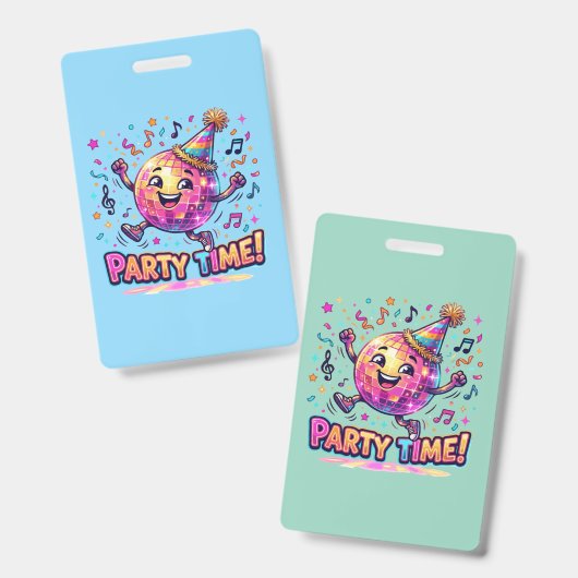 Dansende Disco Bal Verjaardagsfeest Tijd Cute Gra Badge (Voor- en achterkant)