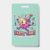 Dansende Disco Bal Verjaardagsfeest Tijd Cute Gra Badge (Achterkant)