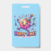 Dansende Disco Bal Verjaardagsfeest Tijd Cute Gra Badge (Voorzijde)