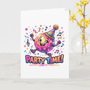Dansende Disco Bal Verjaardagsfeest Tijd Cute Gra Kaart