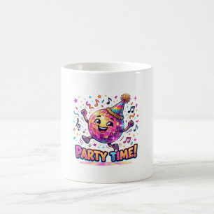 Dansende Disco Bal Verjaardagsfeest Tijd Cute Gra Koffiemok