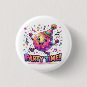 Dansende Disco Bal Verjaardagsfeest Tijd Leuk Gra Ronde Button 3,2 Cm (Voorkant)