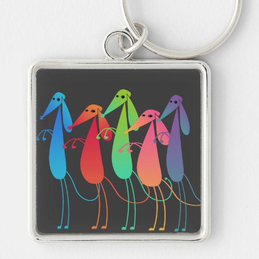 Dansende Dogs Conga Line Sleutelhanger (Voorkant)