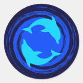 Dansende dolfijnen spiraal ronde sticker (Voorkant)