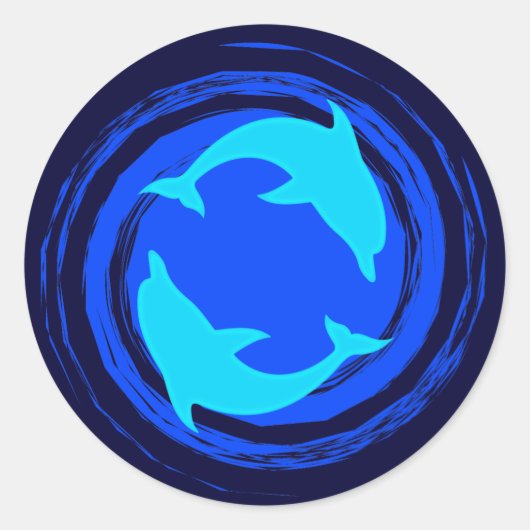 Dansende dolfijnen spiraal ronde sticker (Voorkant)