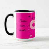 Dansende Donuts Donker Fuchsia Mok (Links)