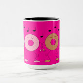 Dansende Donuts Donker Fuchsia Mok (Midden)