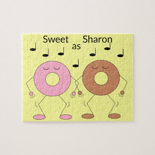 Dansende donuts geel legpuzzel (Horizontaal)