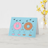 Dansende Donuts Lichtblauw: Blank Kaart (Gele Bloem)