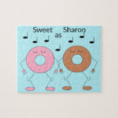 Dansende donuts lichtblauw legpuzzel (Horizontaal)