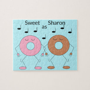 Dansende donuts lichtblauw legpuzzel