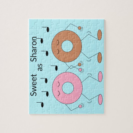 Dansende donuts lichtblauw legpuzzel (Verticaal)