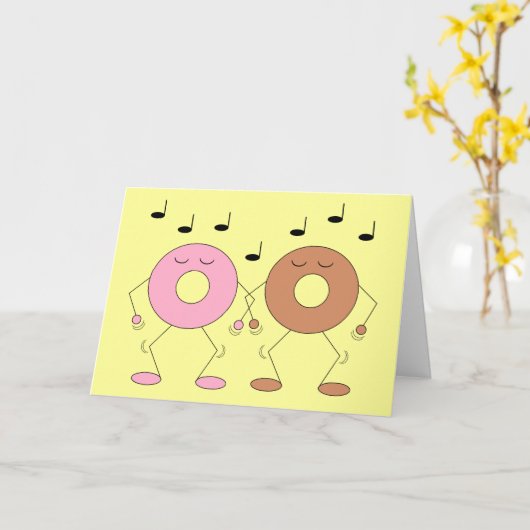 Dansende Donuts Lichtgeel: Blank Kaart (Gele Bloem)
