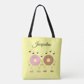 Dansende donuts lichtgeel tote bag (Achterkant)
