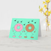Dansende Donuts Mint Green: Blank Kaart (Gele Bloem)