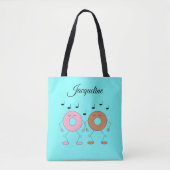 Dansende donuts pastelblauw tote bag (Voorkant)