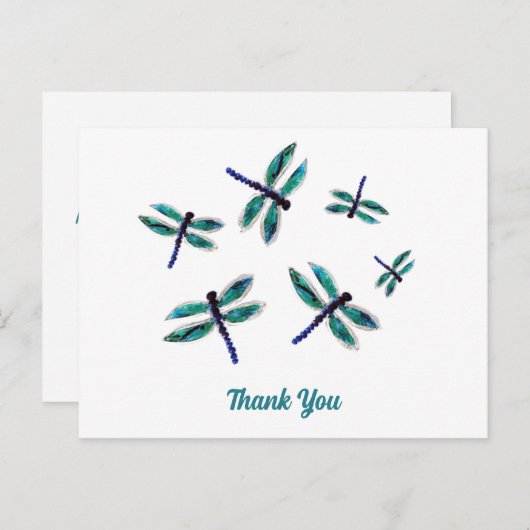 Dansende Dragonfly Dank je Briefkaart (Voorkant / Achterkant)